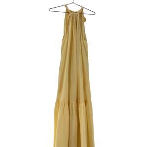 Asceno Fluted Yellow Ibiza Maxi Size S Dress